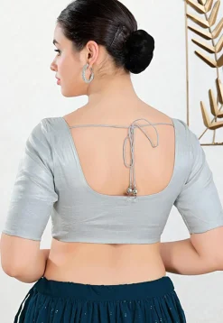 Solid Color Polyester Blouse in Grey