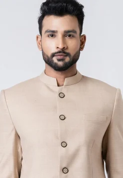 Solid Color Polyester Jodhpuri Suit in Beige