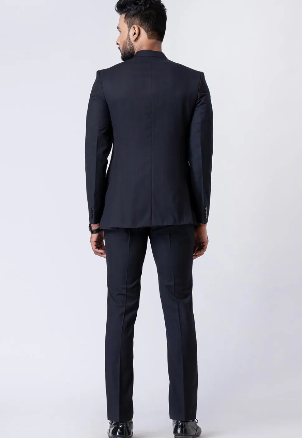 Solid Color Polyester Jodhpuri Suit in Black