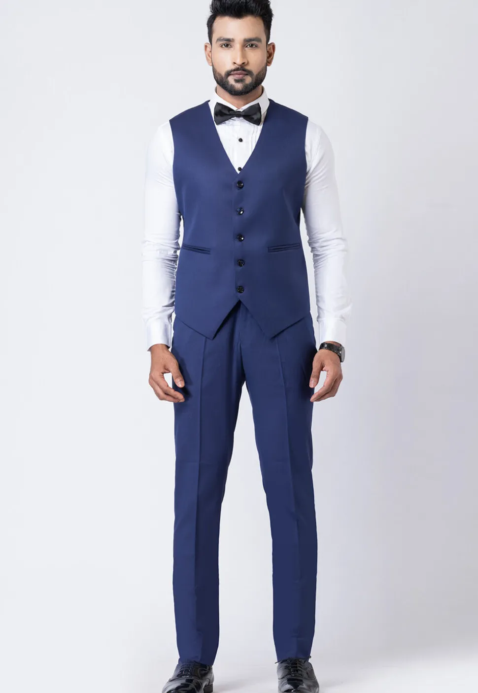 Solid Color Polyester Tuxedo in Navy Blue