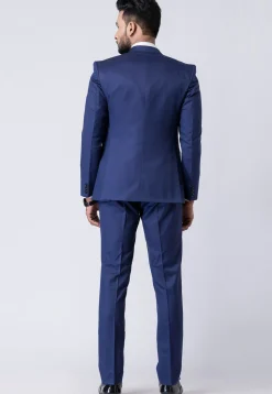 Solid Color Polyester Tuxedo in Navy Blue