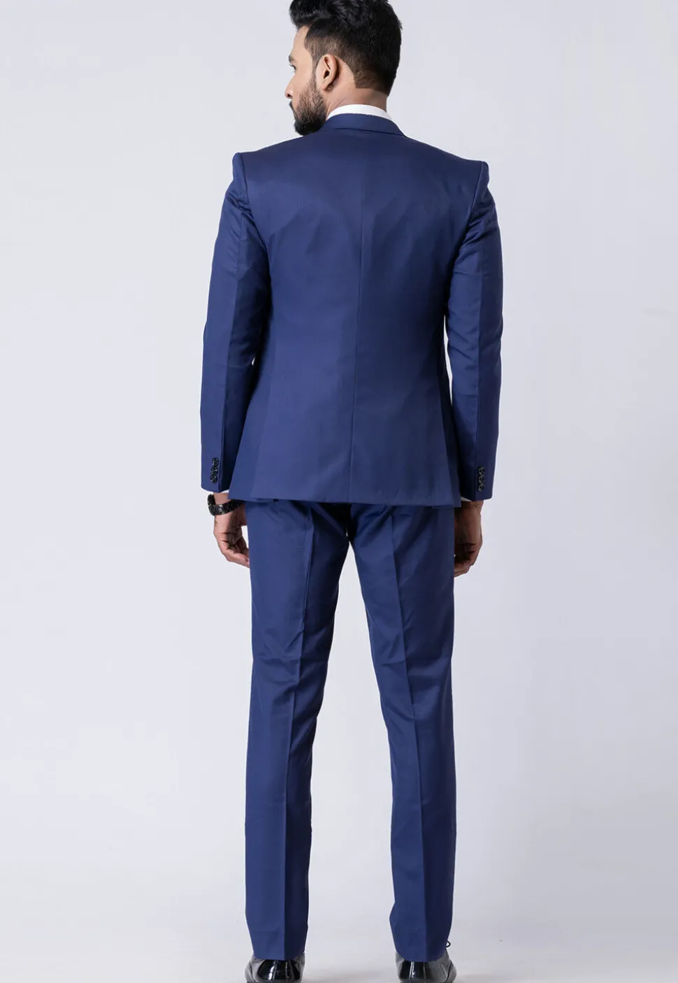 Solid Color Polyester Tuxedo in Navy Blue