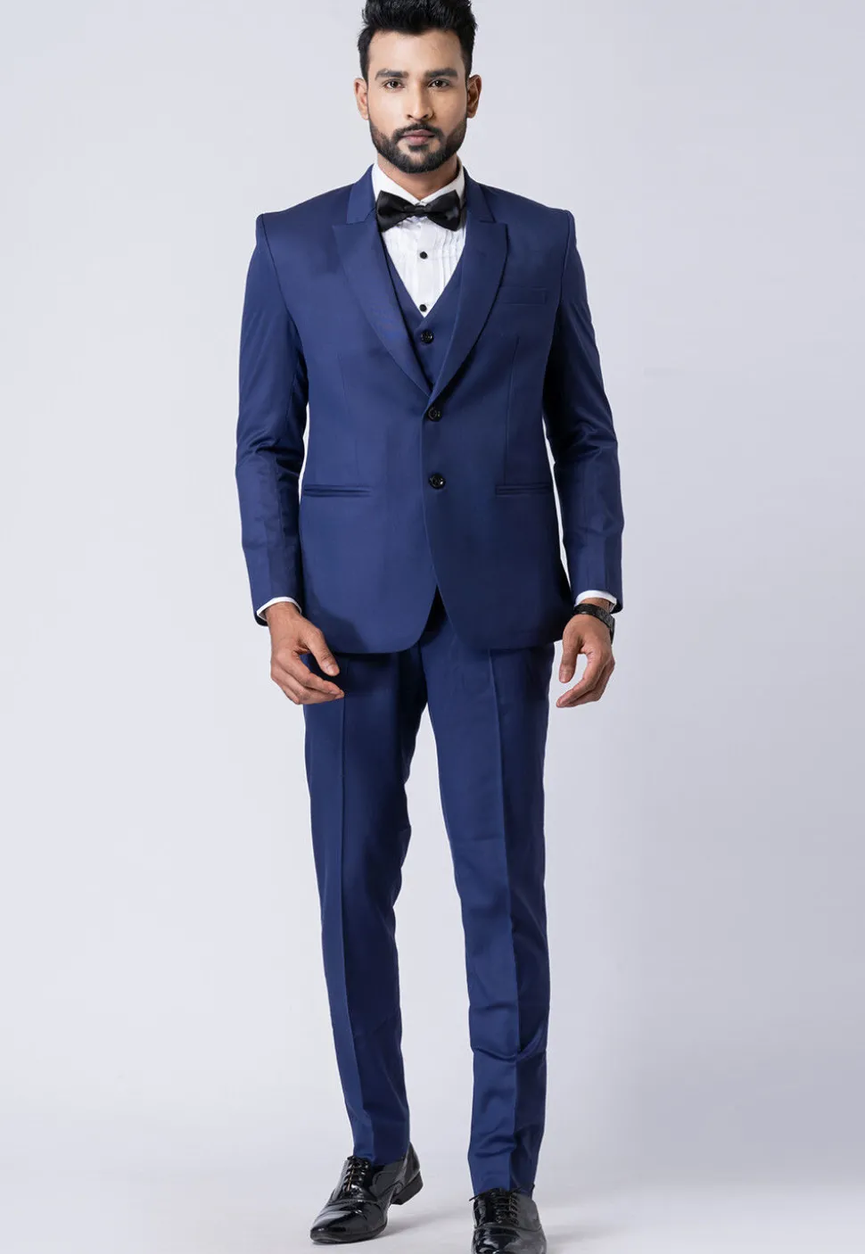 Solid Color Polyester Tuxedo in Navy Blue