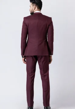 Solid Color Polyester Tuxedo in Wine