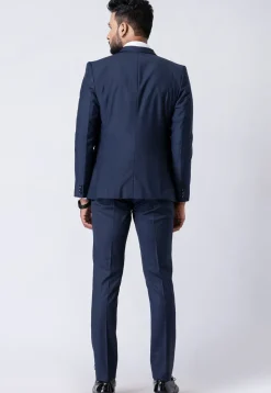Solid Color Polyester Tuxedo in Navy Blue