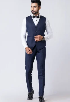 Solid Color Polyester Tuxedo in Navy Blue