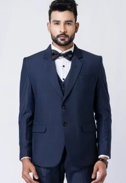 Solid Color Polyester Tuxedo in Navy Blue