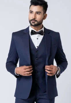 Solid Color Polyester Tuxedo in Navy Blue