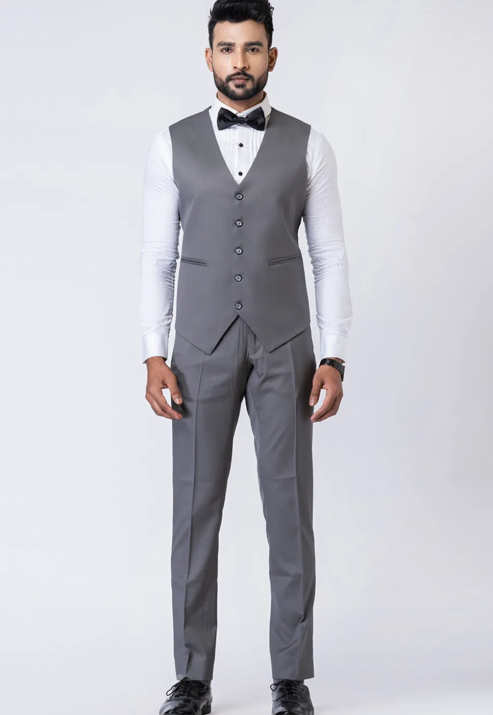 Solid Color Polyester Tuxedo in Grey