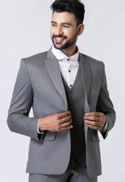 Solid Color Polyester Tuxedo in Grey