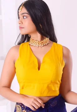 Solid Color Pure Cotton Blouse in Yellow