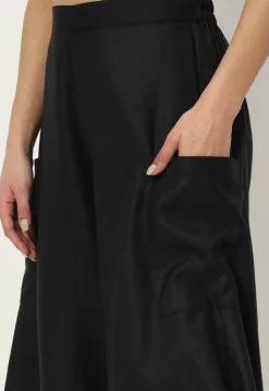 Solid Color Pure Cotton Cowl Pant in Black