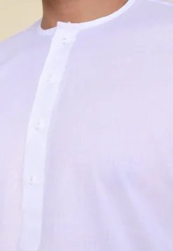 Solid Color Pure Cotton Kurta in White