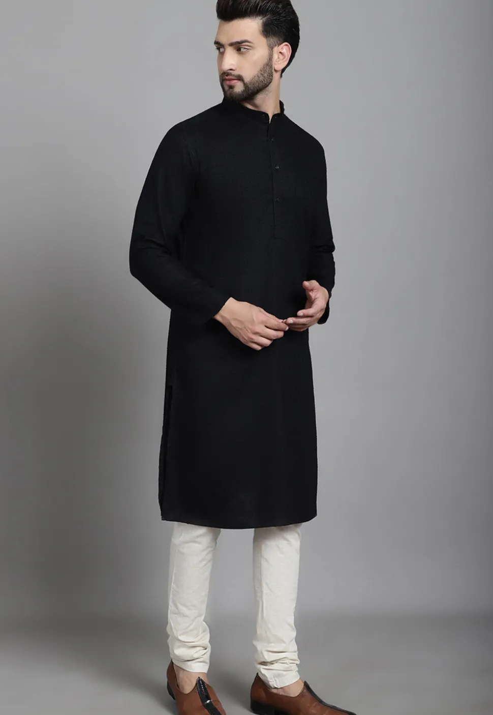 Solid Color Pure Cotton Kurtas in Black