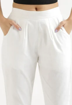 Solid Color Pure Cotton Pant in White