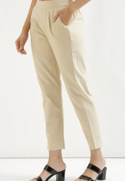 Solid Color Pure Cotton Pant in Light Beige