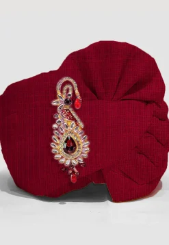 Solid Color Pure Kota Silk Unisex Turban in Maroon