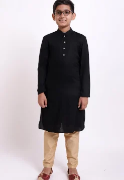 Solid Color Rayon Kurta in Black