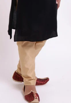 Solid Color Rayon Kurta Set in Black