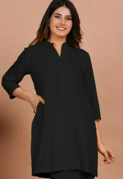 Solid Color Rayon Kurti in Black