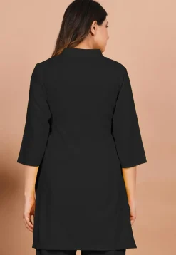 Solid Color Rayon Kurti in Black