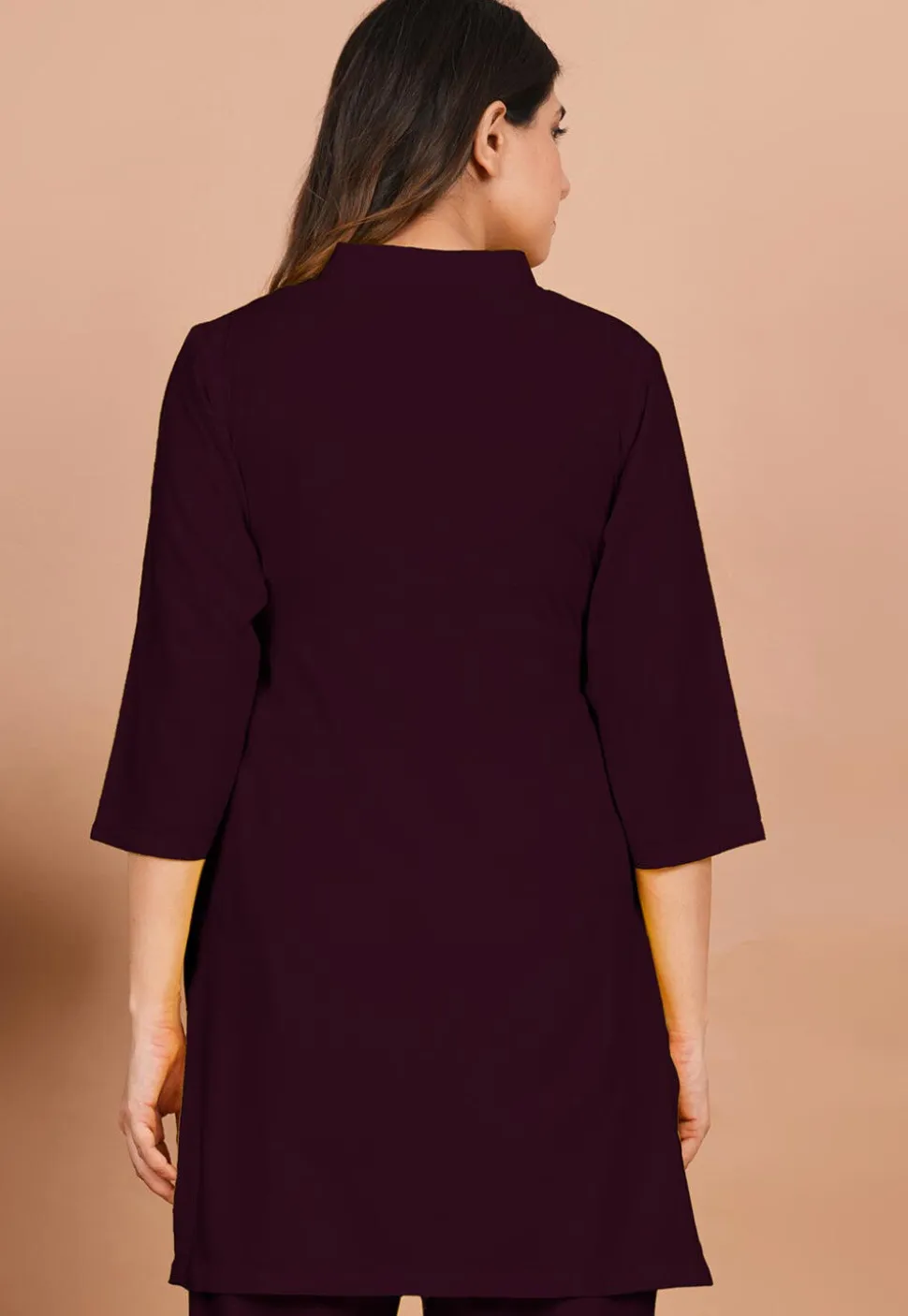 Solid Color Rayon Kurti in Wine