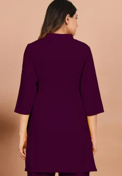 Solid Color Rayon Kurti in Dark Purple