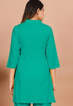 Solid Color Rayon Kurti in Sea Green