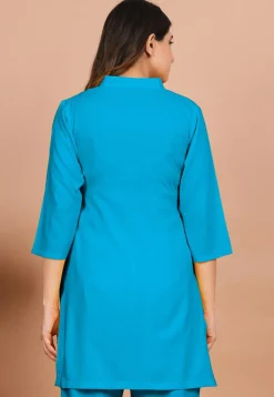 Solid Color Rayon Kurti in Turquoise