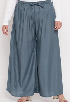 Solid Color Rayon Palazzo in Dusty Blue