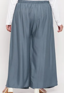 Solid Color Rayon Palazzo in Dusty Blue