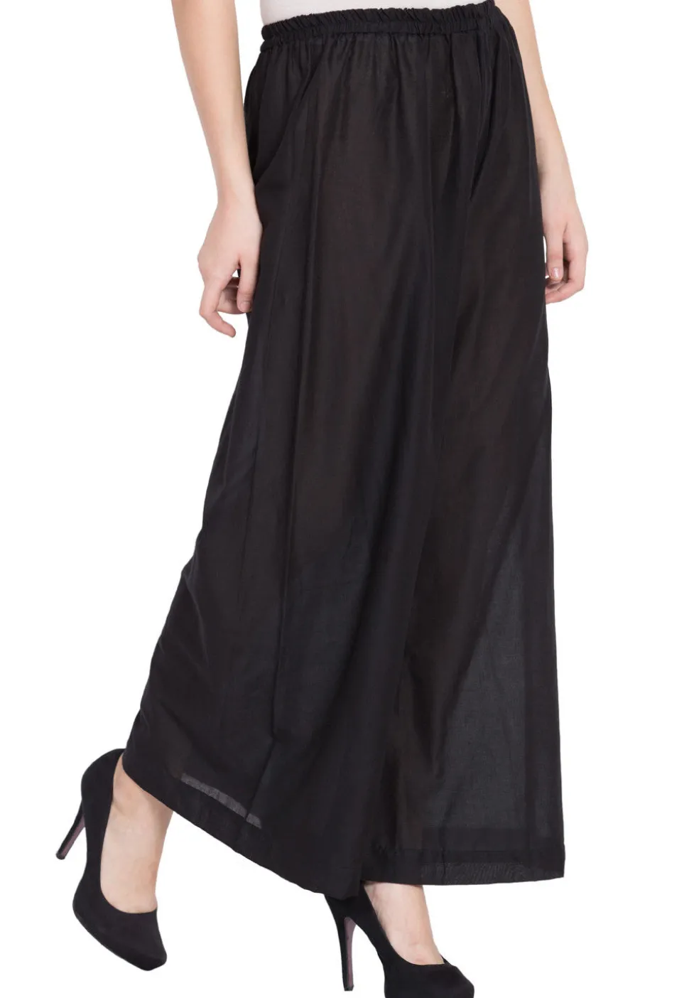 Solid Color Rayon Palazzo in Black