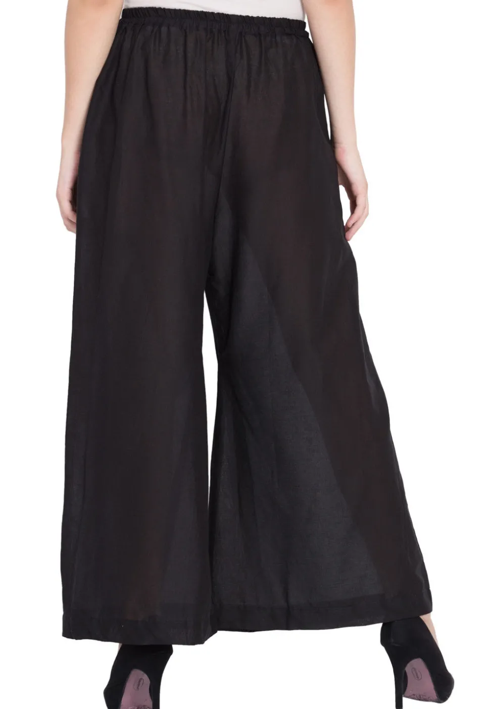 Solid Color Rayon Palazzo in Black
