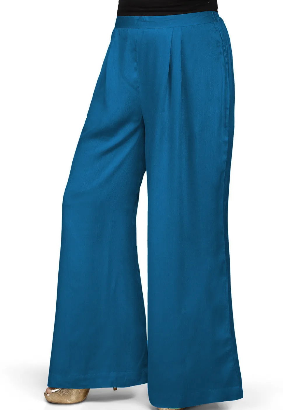 Solid Color Rayon Palazzo in Teal Blue