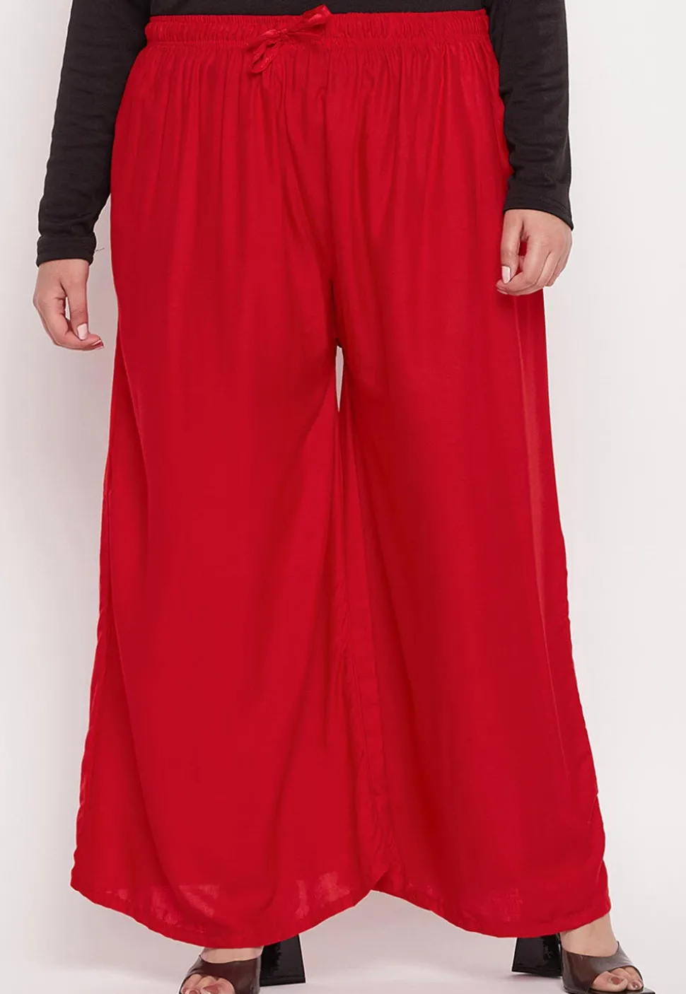 Solid Color Rayon Palazzo in Red
