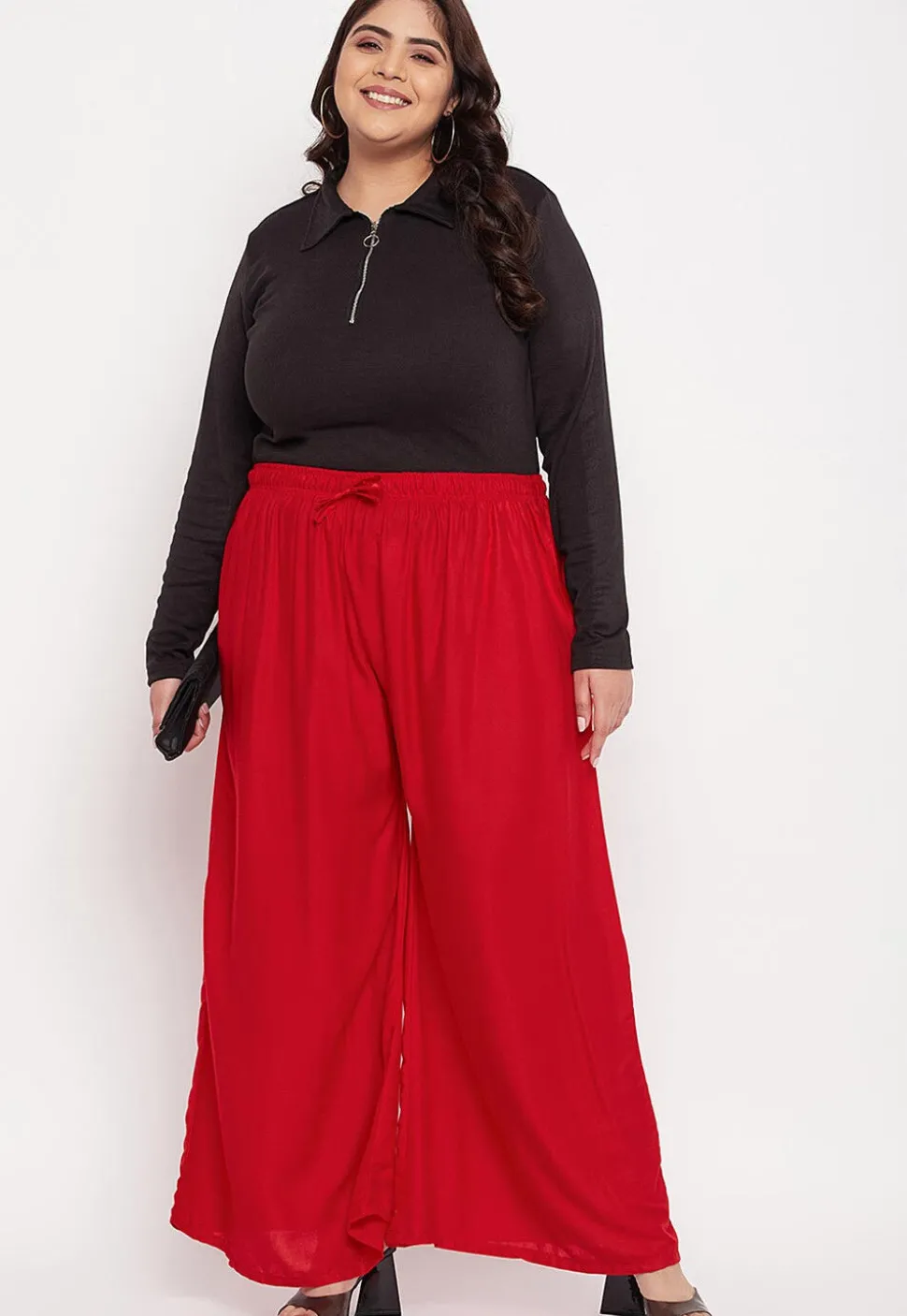 Solid Color Rayon Palazzo in Red