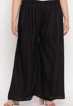 Solid Color Rayon Palazzo in Black