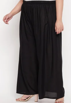 Solid Color Rayon Palazzo in Black