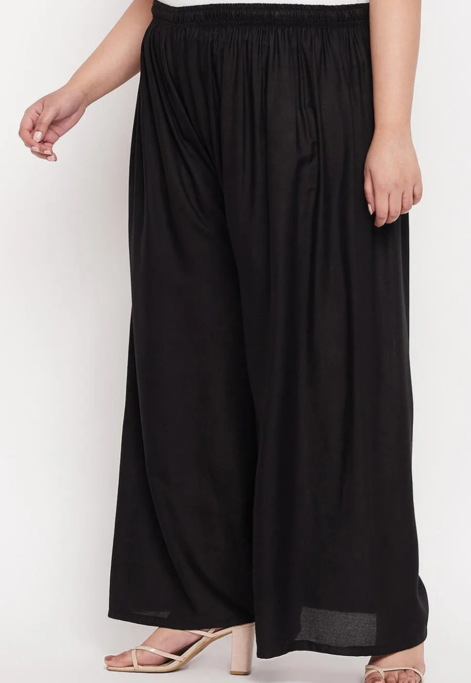 Solid Color Rayon Palazzo in Black