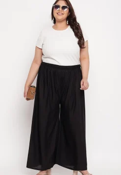 Solid Color Rayon Palazzo in Black