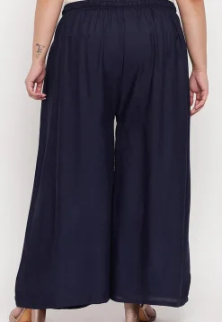 Solid Color Rayon Palazzo in Navy Blue