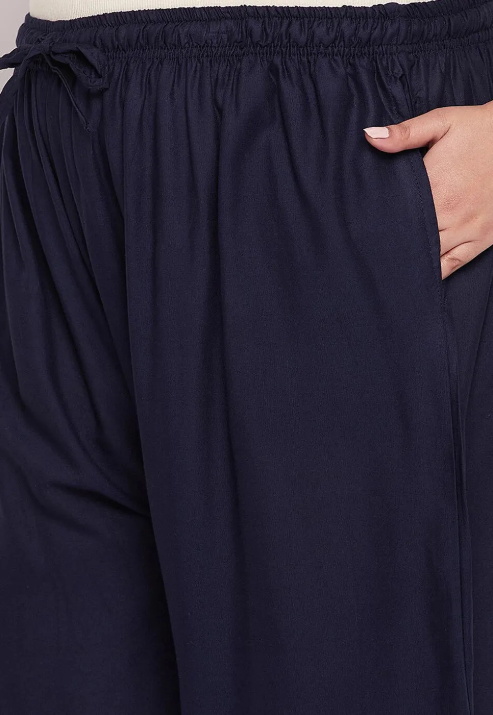 Solid Color Rayon Palazzo in Navy Blue