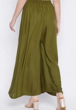 Solid Color Rayon Palazzo in Olive Green