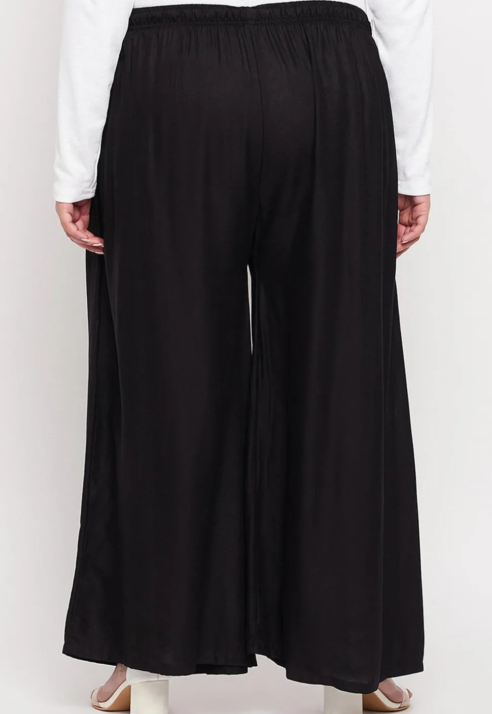 Solid Color Rayon Palazzo in Black