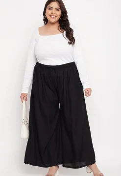 Solid Color Rayon Palazzo in Black