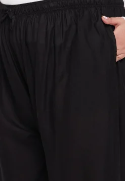 Solid Color Rayon Palazzo in Black