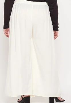 Solid Color Rayon Palazzo in Cream