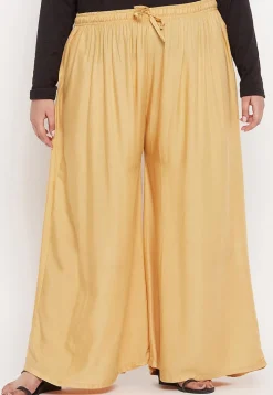 Solid Color Rayon Palazzo in Beige