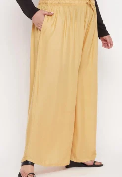 Solid Color Rayon Palazzo in Beige