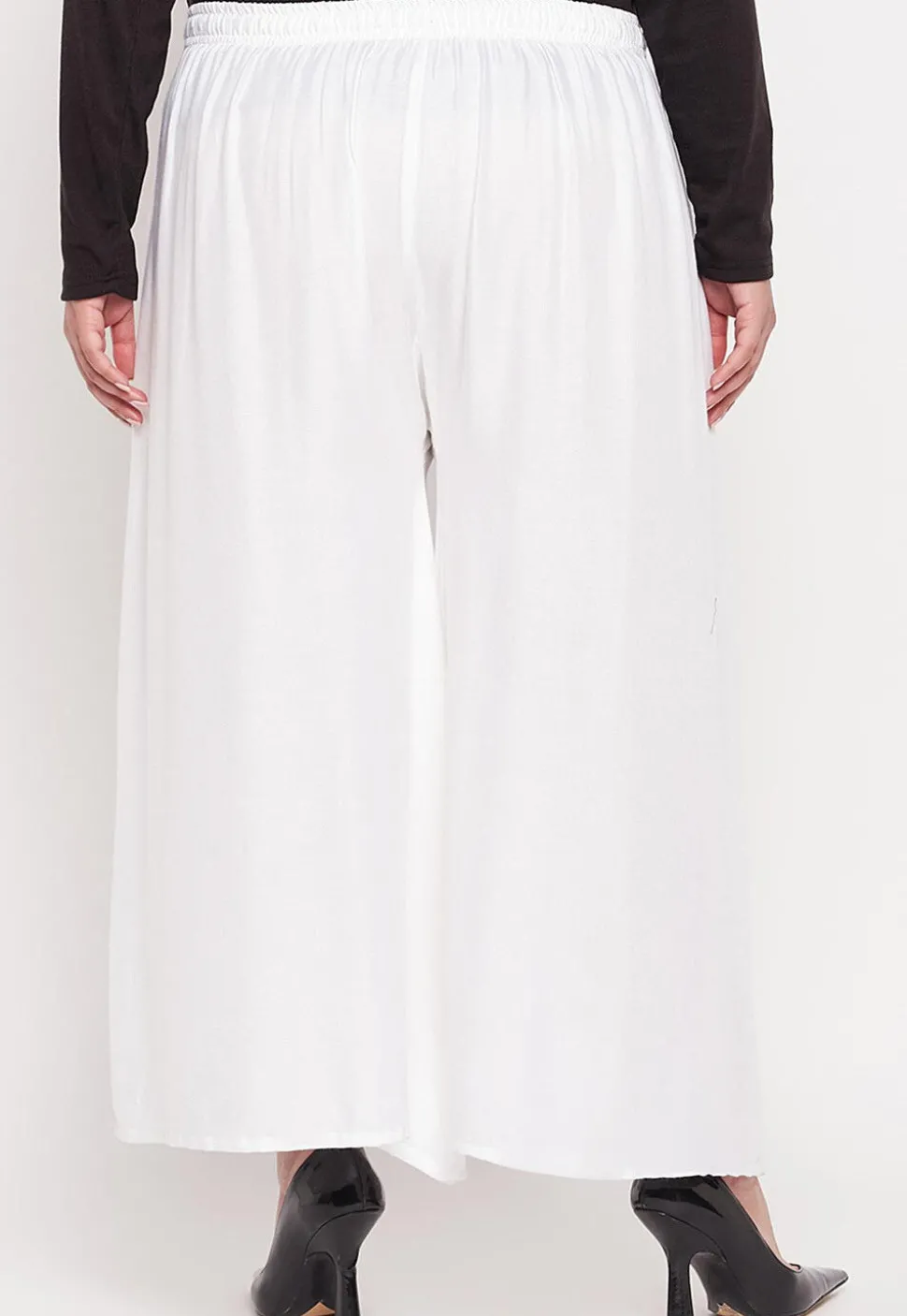 Solid Color Rayon Palazzo in White